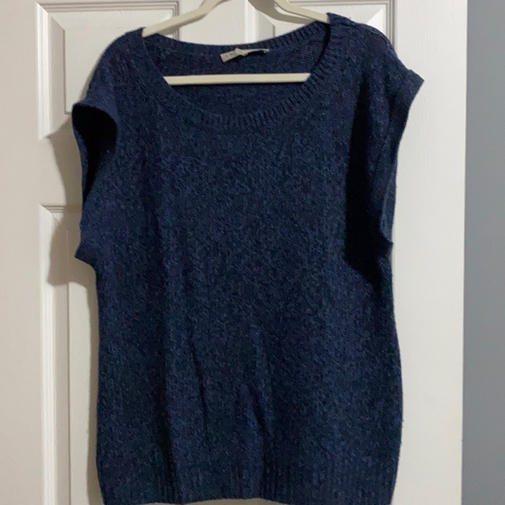 EUC Trina Turk Marled Blue Cap Sleeveless Sweater